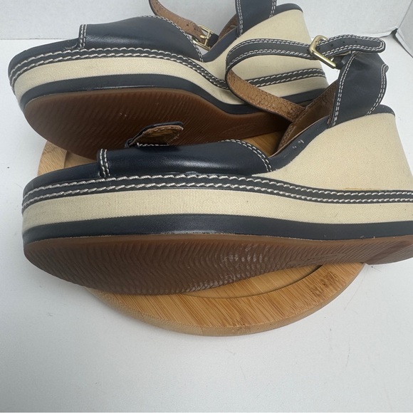 Clarks Collection Zia Castle Black Leather Wedge Ankle Strap Sandal Women Sz 10M - Picture 12 of 13